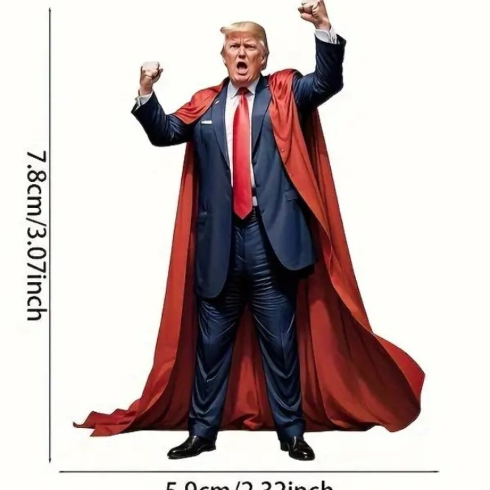 Donald Trump Superhero Red Cape Acrylic Ornament / Car Charm โ 2D Flat - Picture 5 of 7